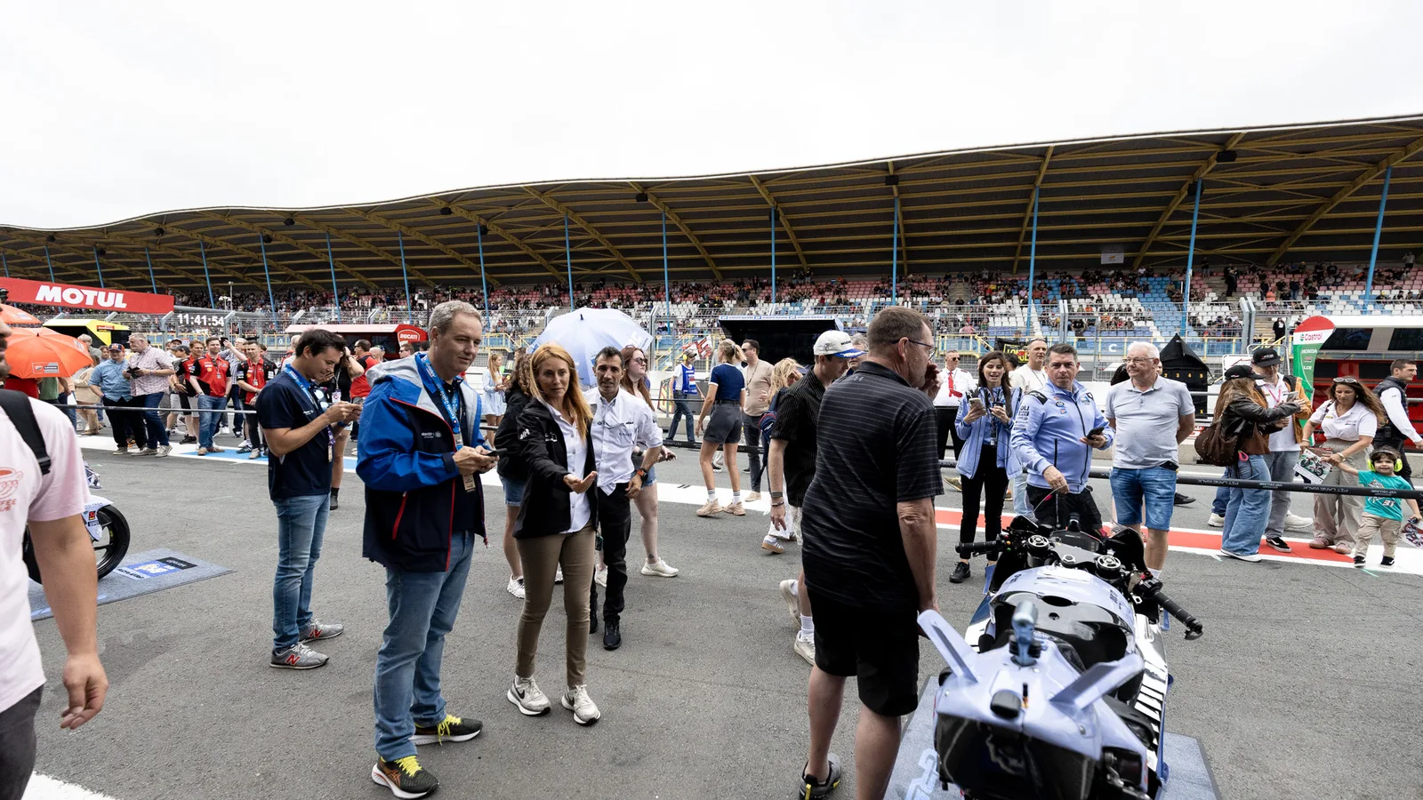 Spectators on the TT Circuit Assen pit lane during Dutch TT weekend