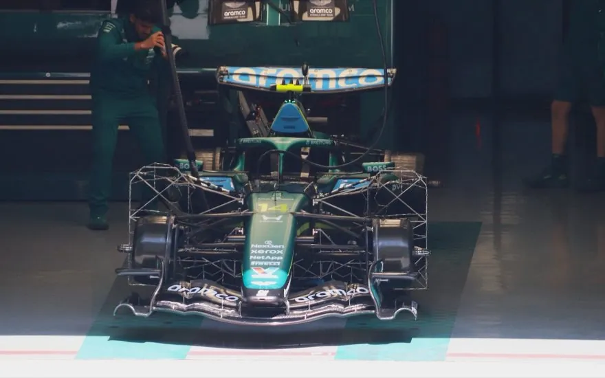 Aston Martin AMR26 on track at the 2026 Chinese Grand Prix