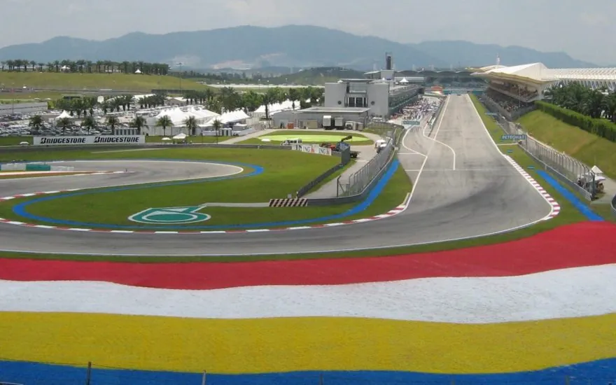 Sepang International Circuit pit lane in Malaysia, photographed in 2007