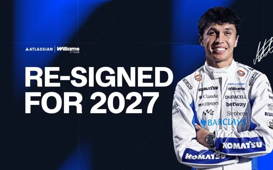 Alex Albon in an Atlassian Williams F1 Team image from the team’s 2027 announcement
