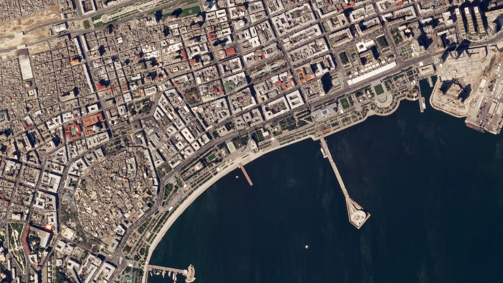Satellite view of the Baku City Circuit, host venue of the 2026 Azerbaijan Grand Prix