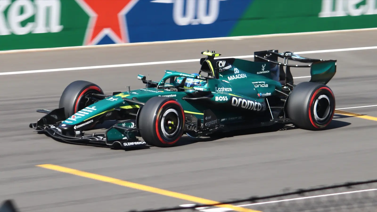 Fernando Alonso driving the Aston Martin AMR26 during 2026 Chinese Grand Prix qualifying, contextual image