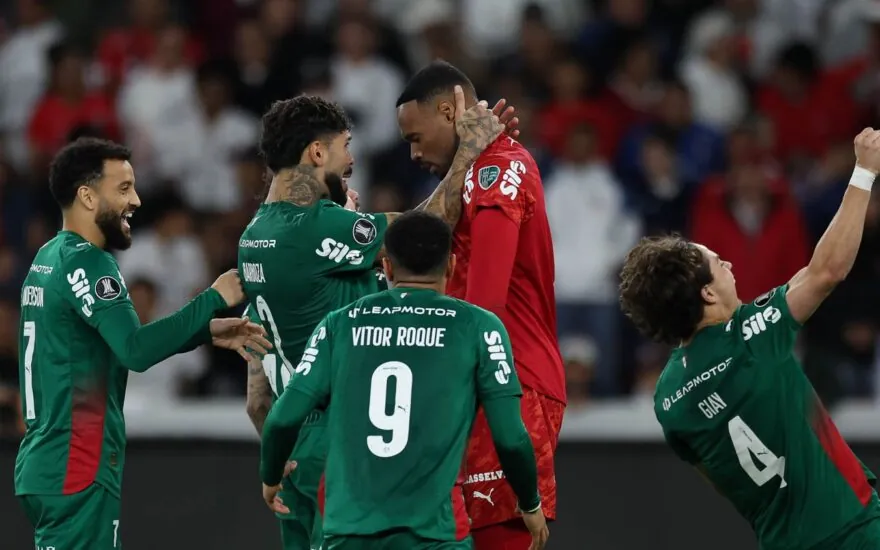 Palmeiras players during the 2026 Copa Libertadores quarter-final against LDU Quito