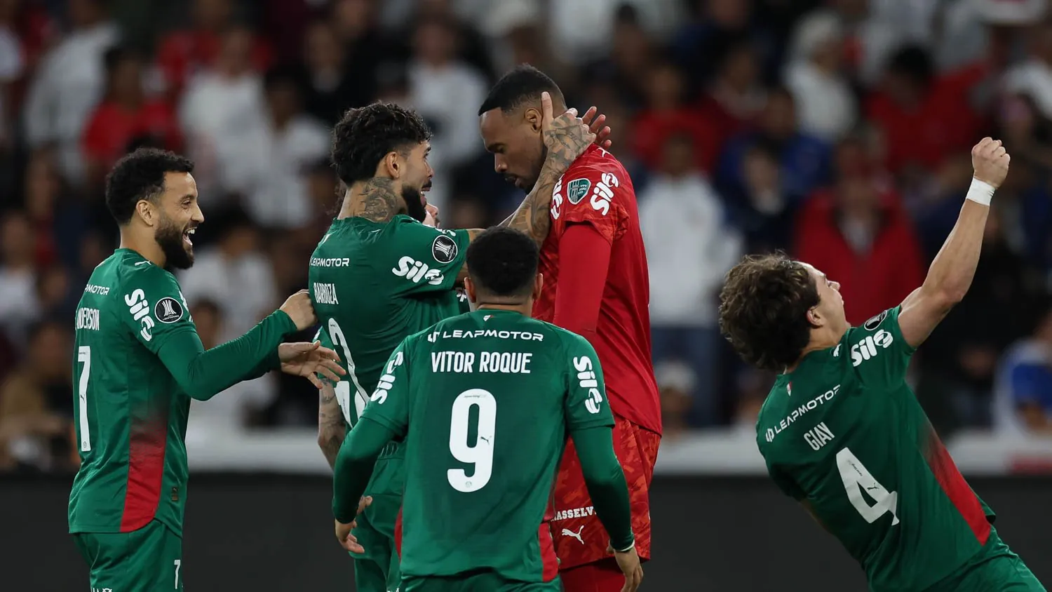 Palmeiras players during the 2026 Copa Libertadores quarter-final against LDU Quito