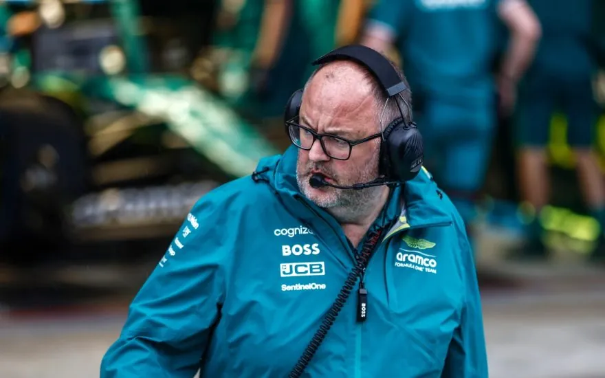 Tom McCullough, Aston Martin performance director, in the Formula 1 paddock