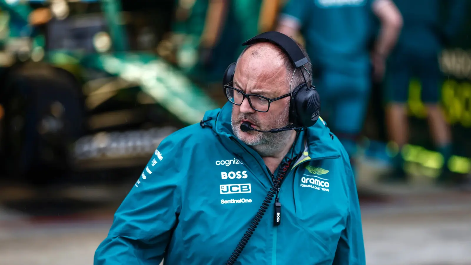Tom McCullough, Aston Martin performance director, in the Formula 1 paddock