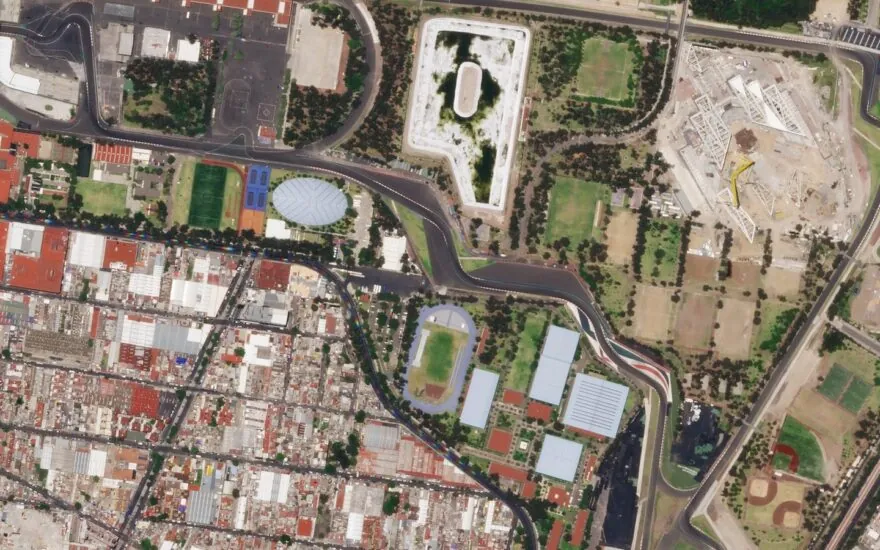Satellite view of Autódromo Hermanos Rodríguez in Mexico City